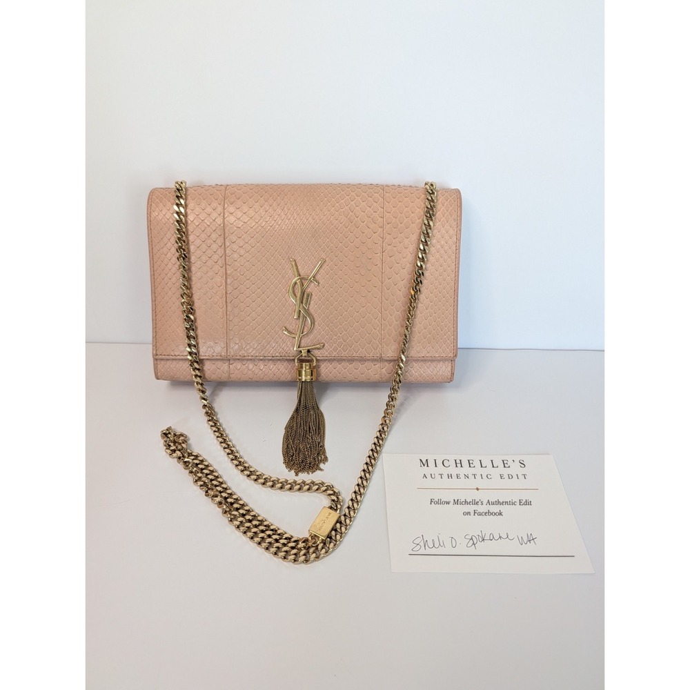Rare Yves Saint Laurent YSL Exotic Python Medium Kate Tassel Bag Blush